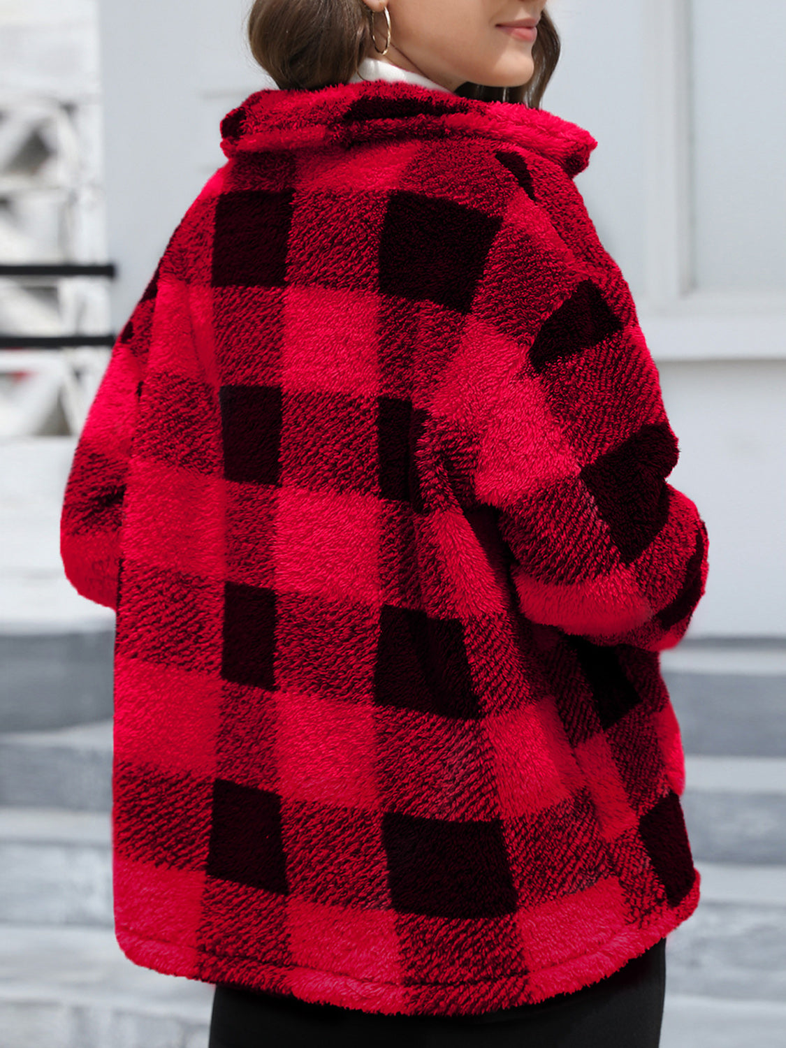 Button Up Drop Shoulder Fuzzy Jacket - Charming Charlie