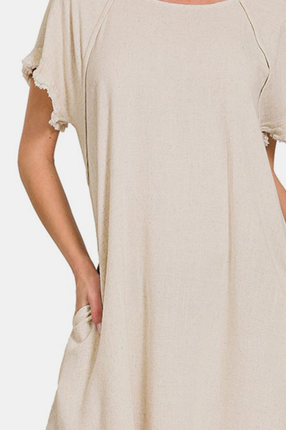 Zenana Fringe Edge High Low Flowy Dress with Pockets - Charming Charlie