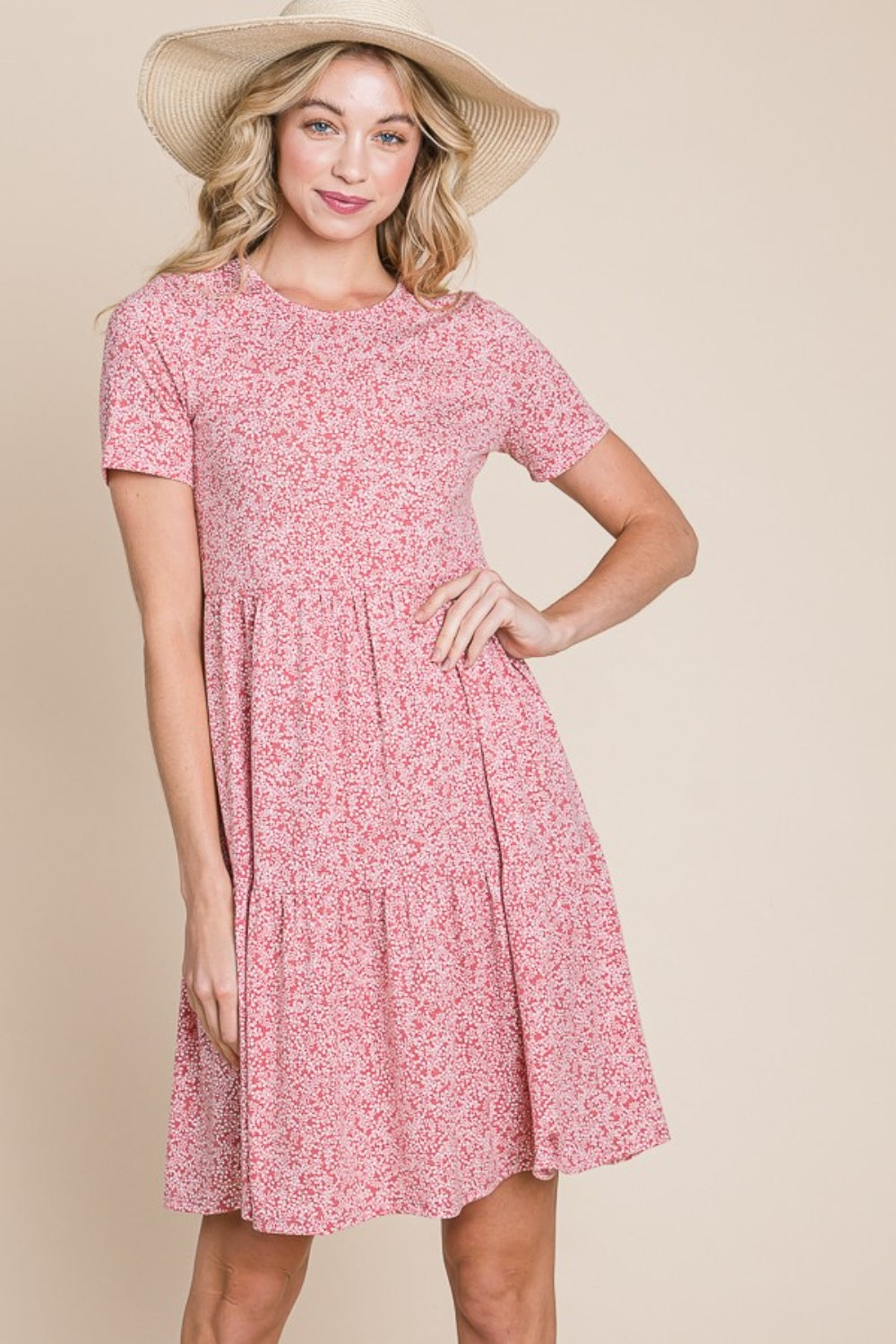 BOMBOM Printed Short Sleeve Mini Dress - Charming Charlie