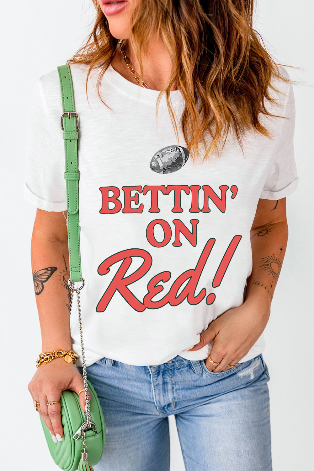 Letter Graphic Round Neck Short Sleeve T-Shirt - Charming Charlie