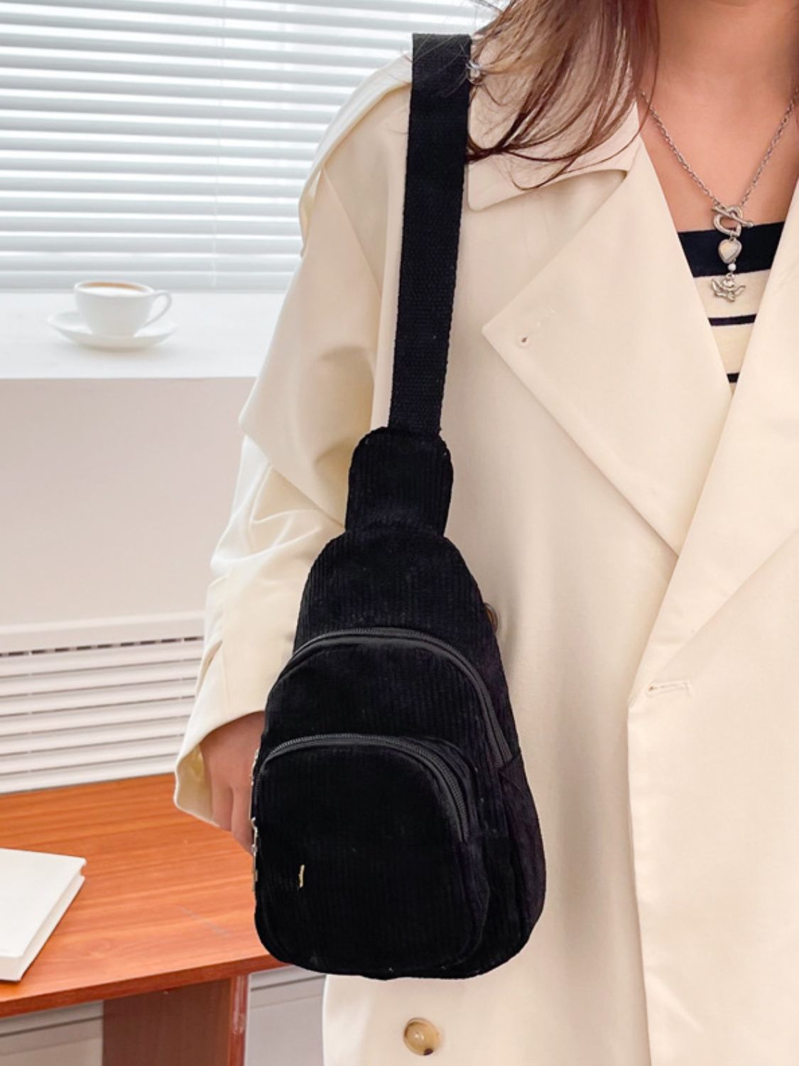 Corduroy Solid Color Crossbody Bag - Charming Charlie
