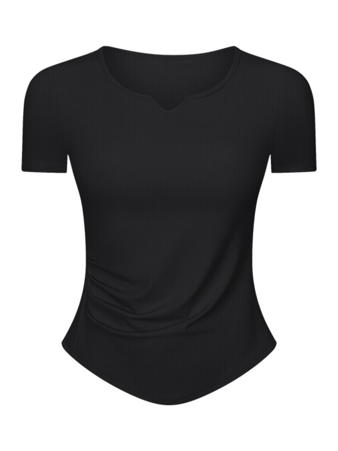 Notched Short Sleeve Active T-Shirt - Charming Charlie
