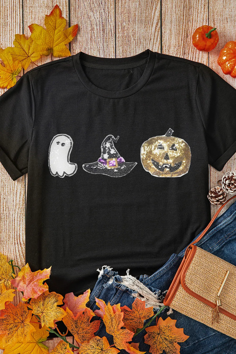 Sequin Round Neck Short Sleeve T-Shirt - Charming Charlie