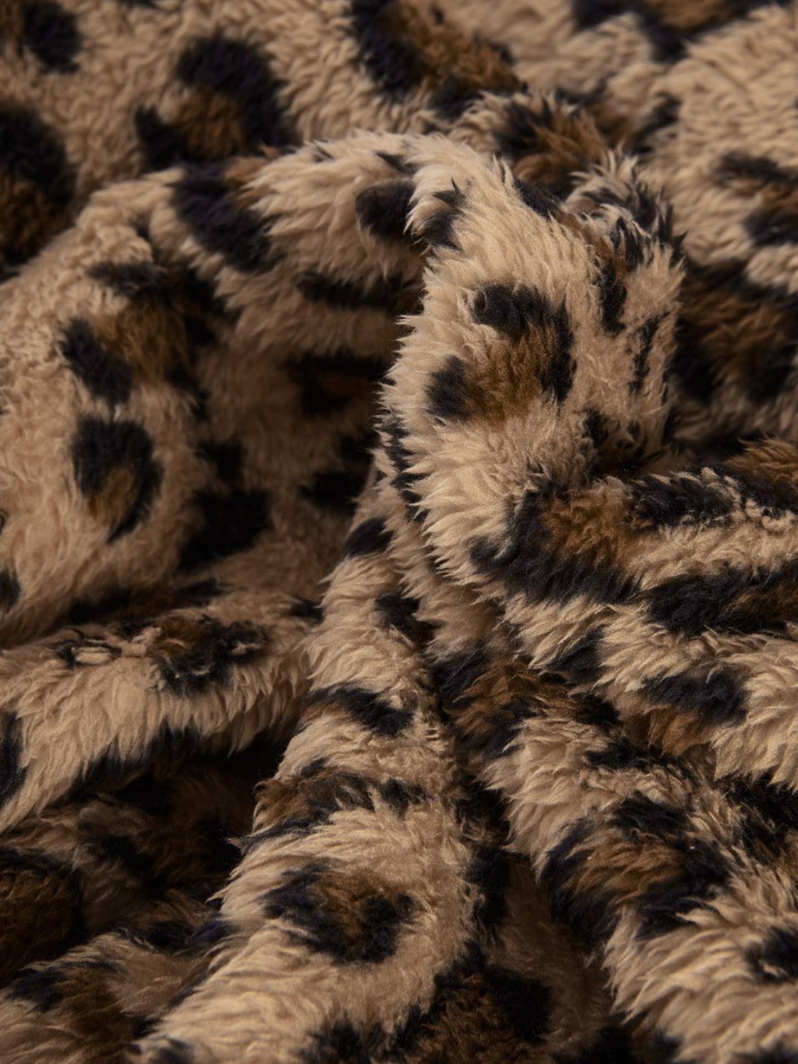 Fuzzy Leopard Long Sleeve Hooded Jacket - Charming Charlie