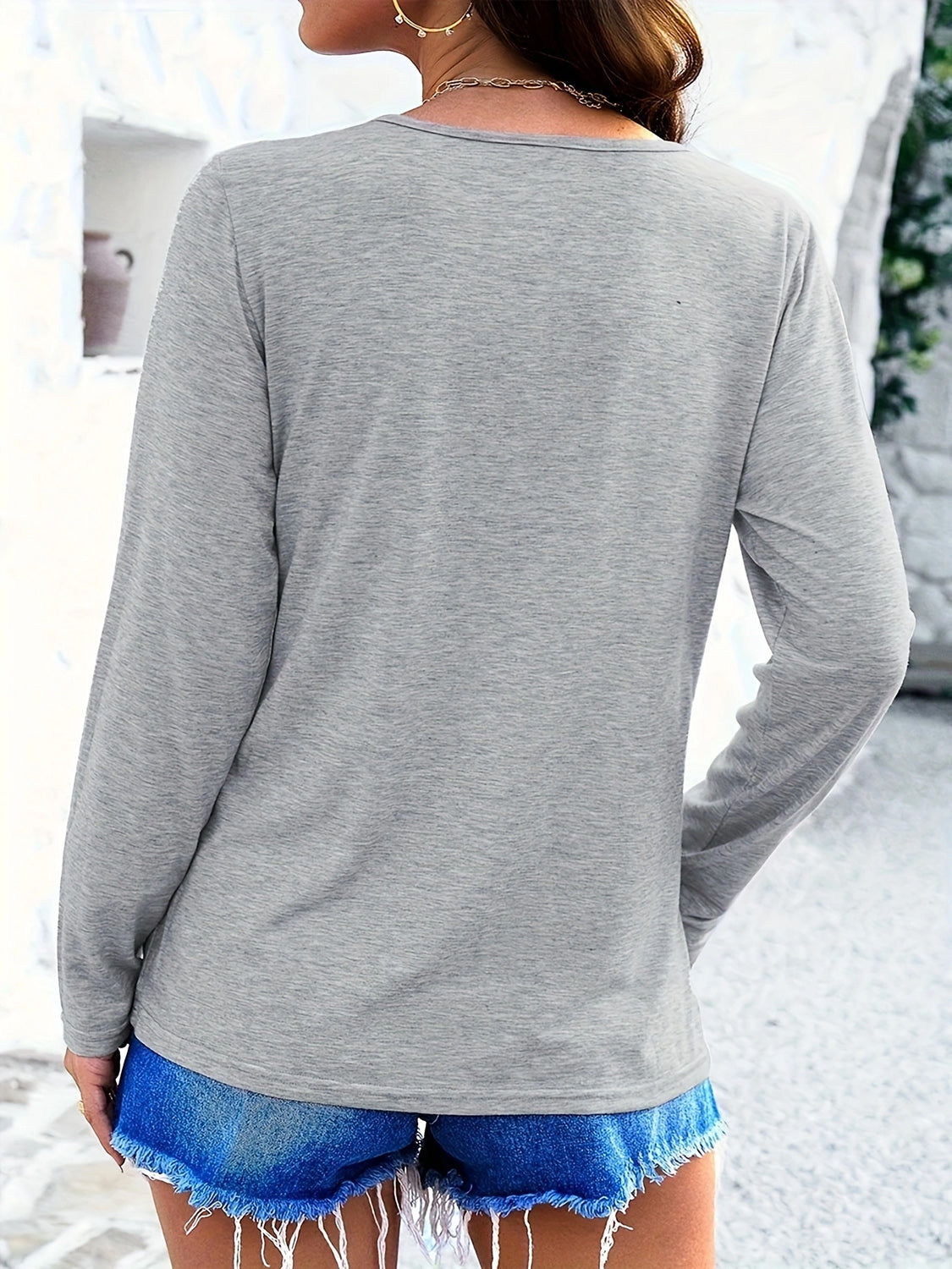 Crisscross V-Neck Long Sleeve T-Shirt - Charming Charlie