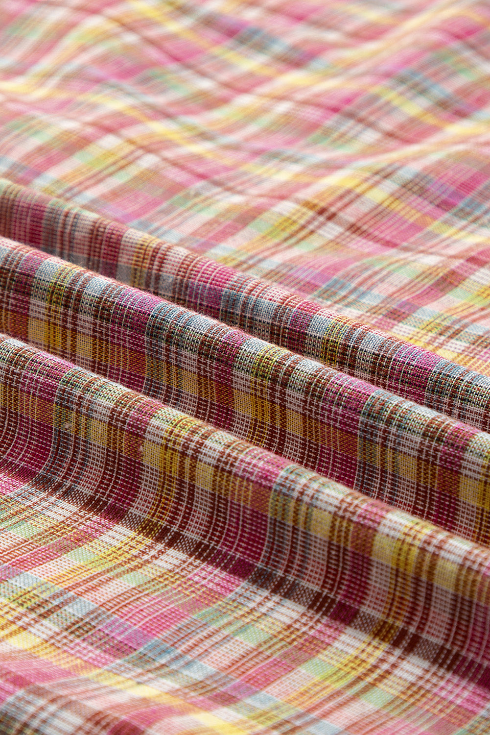 Mulit-Color Plaid Round Neck Long Sleeve Blouse - Charming Charlie