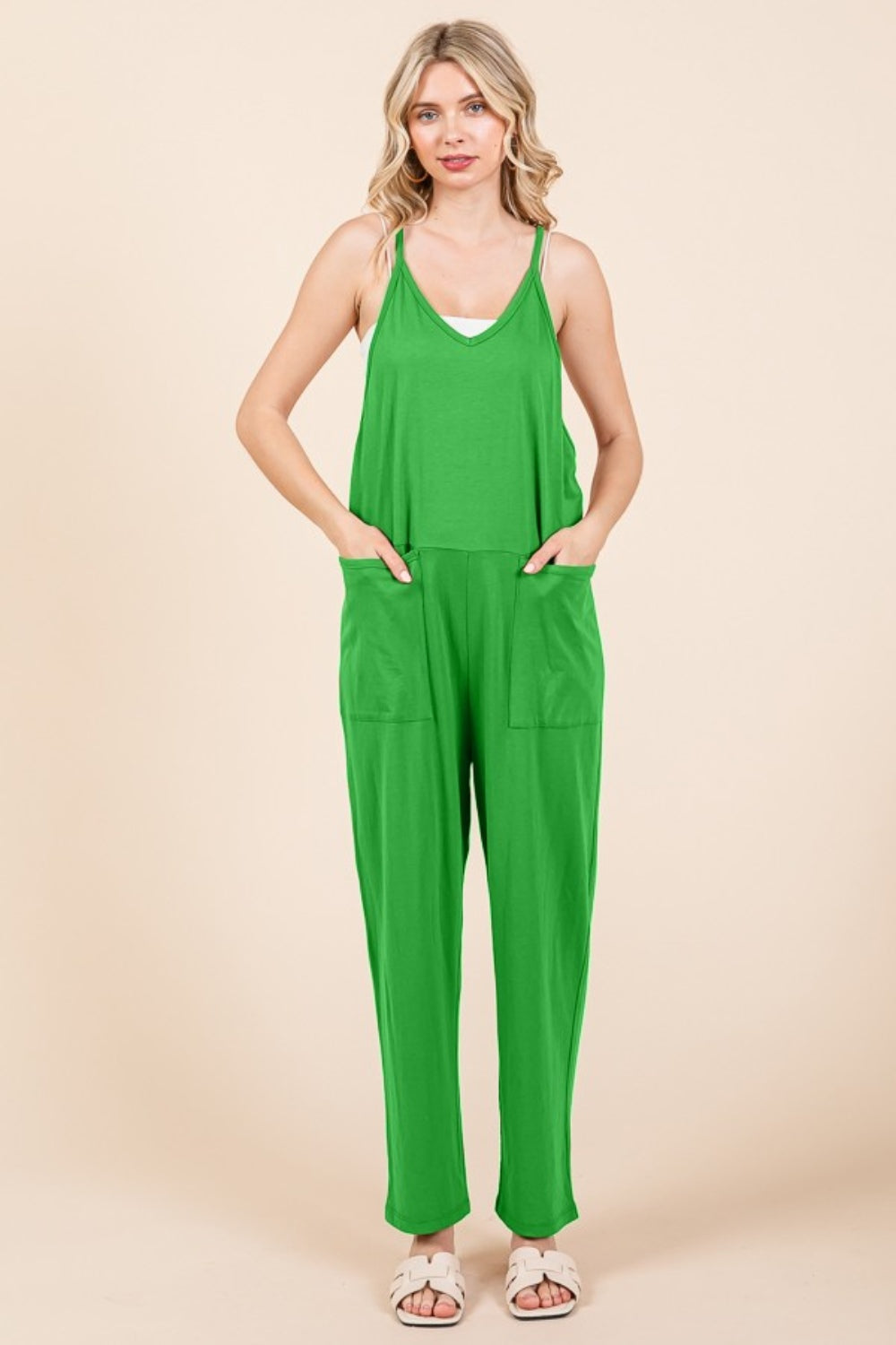 Culture Code Full Size Sleeveless Jumpsuit with Pockets - Charming Charlie