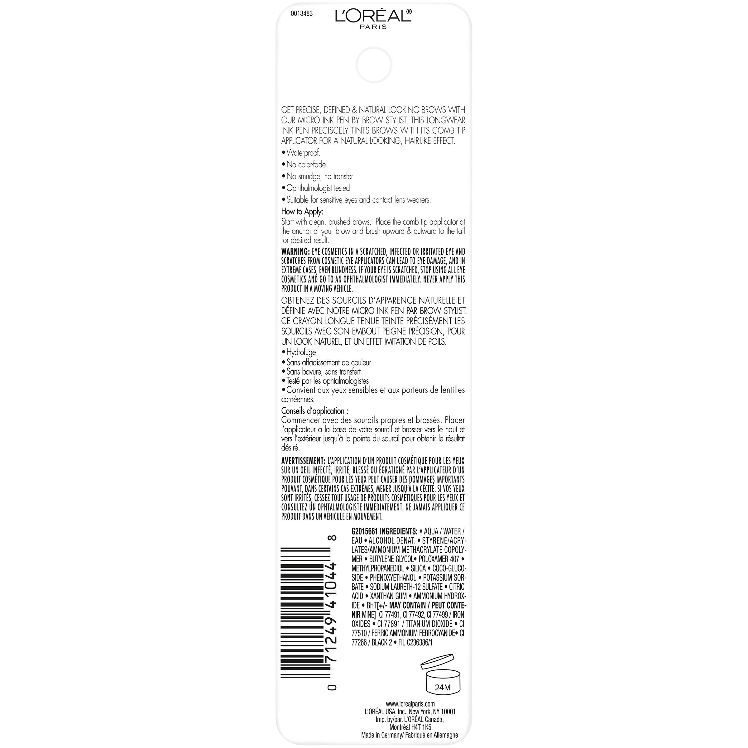 L'Oreal Paris Brow Stylist Micro Ink Pen by Brow Stylist, Up to 48HR Wear - Charming Charlie