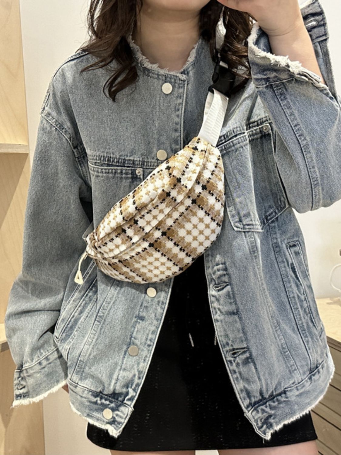 Plaid Wide Strap Crossbody Bag - Charming Charlie