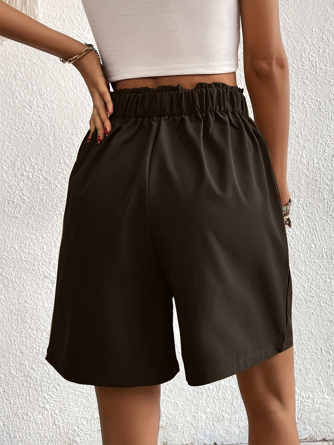 Pocketed Half Elastic Waist Shorts - Charming Charlie