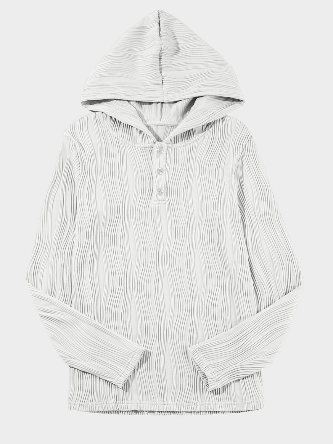 Textured Long Sleeve Hoodie - Charming Charlie