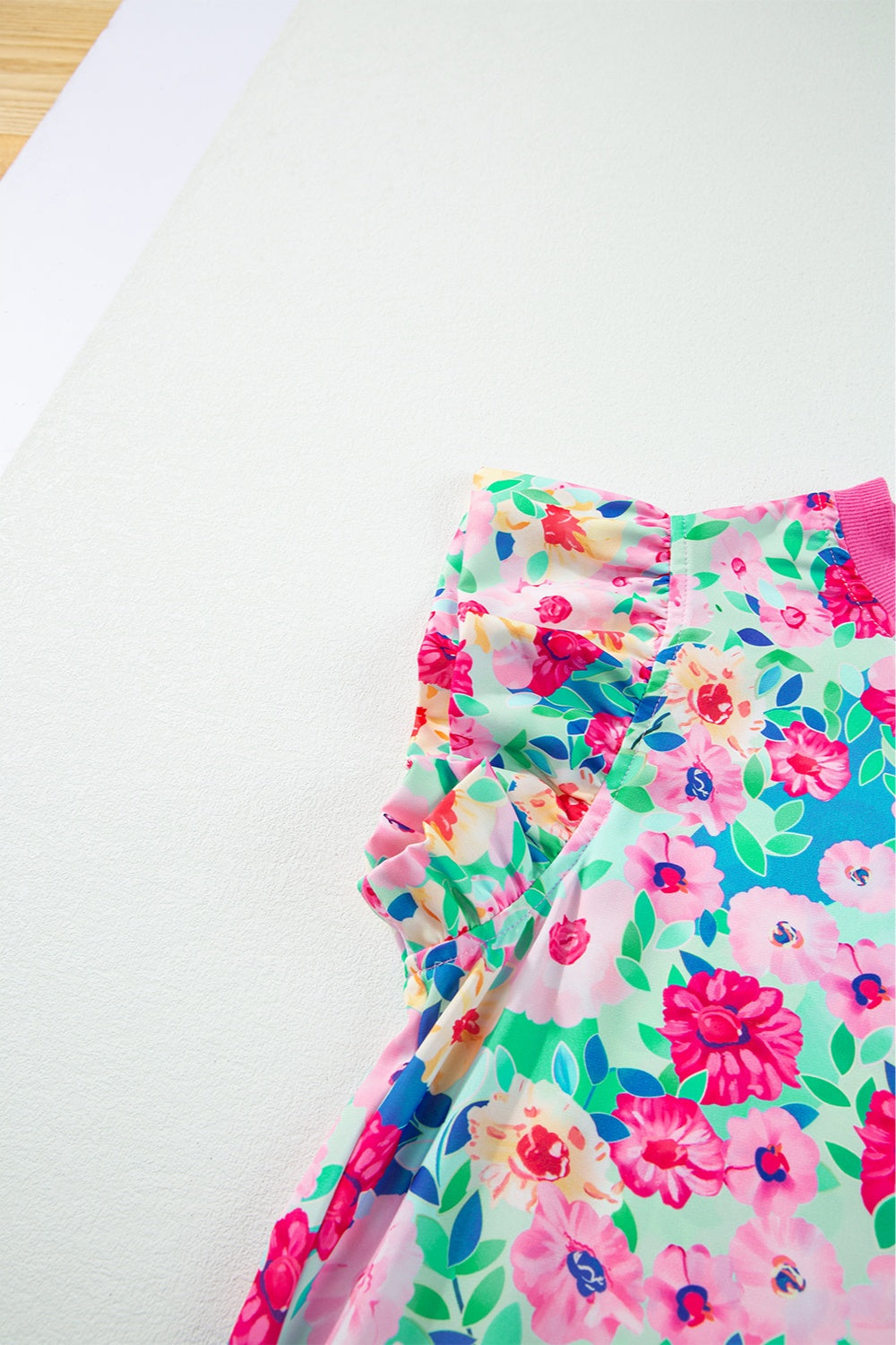 Ruffled Printed Round Neck Cap Sleeve Mini Dress - Charming Charlie