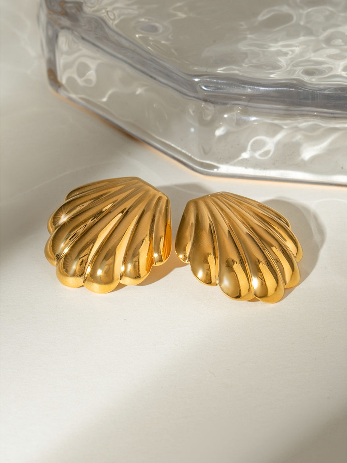 18K Gold-Plated Stainless Steel Shell Stud Earrings - Charming Charlie