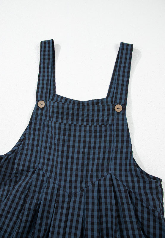 Plaid Wide Strap Wide Leg Overalls - Charming Charlie