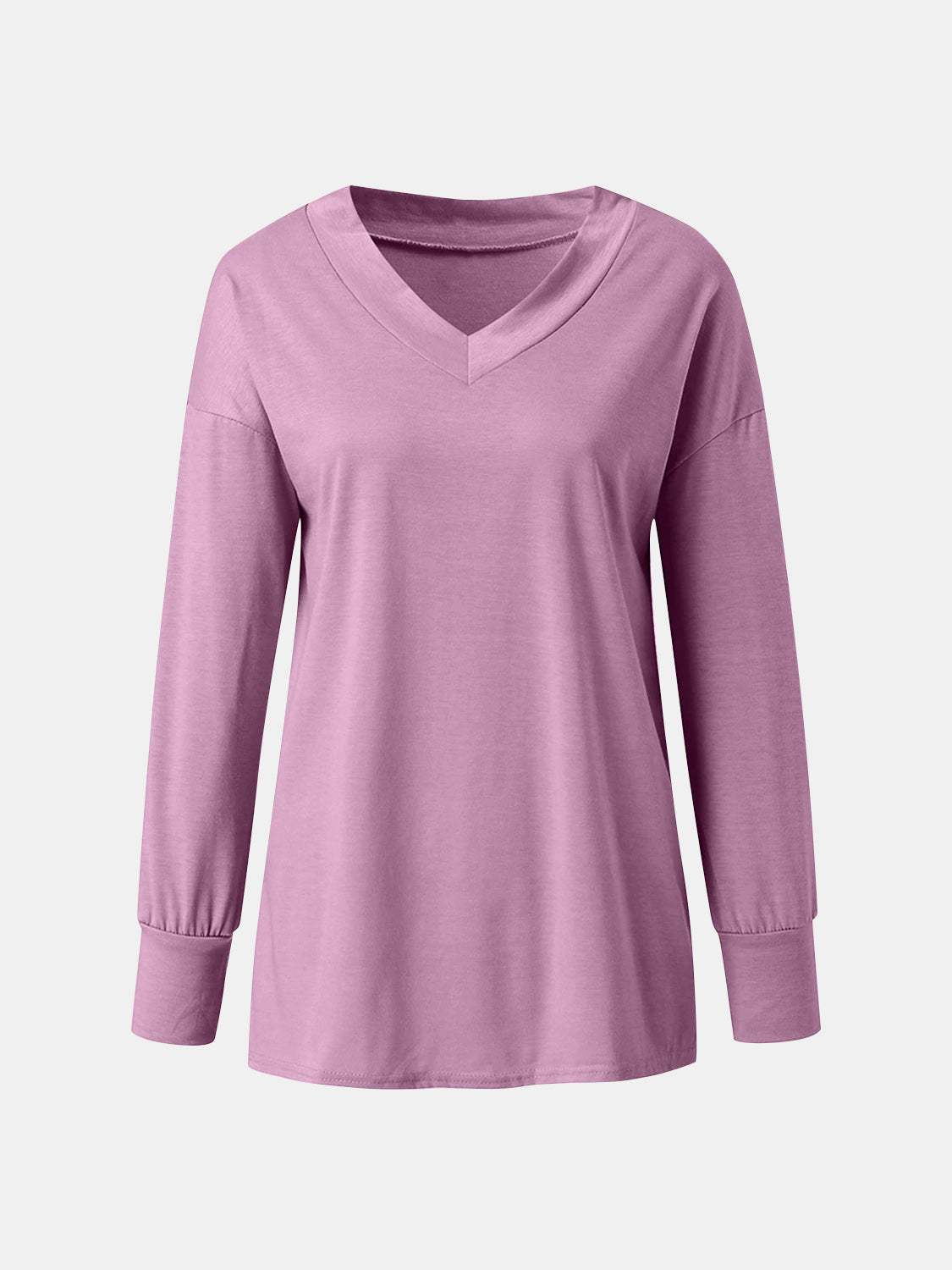 Full Size V-Neck Long Sleeve T-Shirt - Charming Charlie