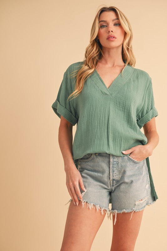 Aemi + Co Side Slit Exposed Seam Button Up Corduroy Jacket