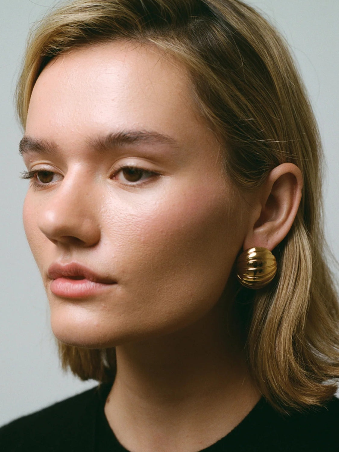18K Gold-Plated Stainless Steel Ribbed Earrings - Charming Charlie