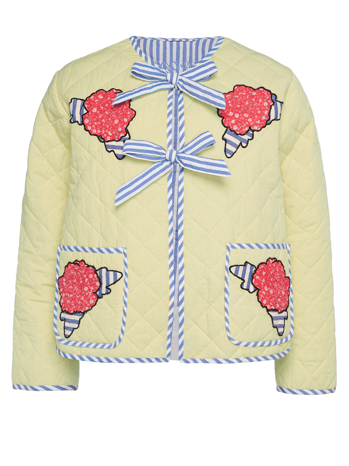 Embroidered Flower Tied Long Sleeve Winter Coat - Charming Charlie