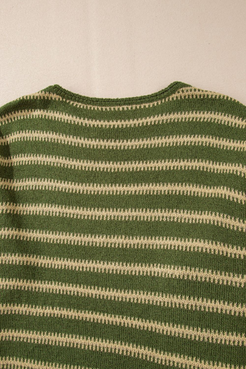 Striped Round Neck Dropped Shoulder Sweater - Charming Charlie