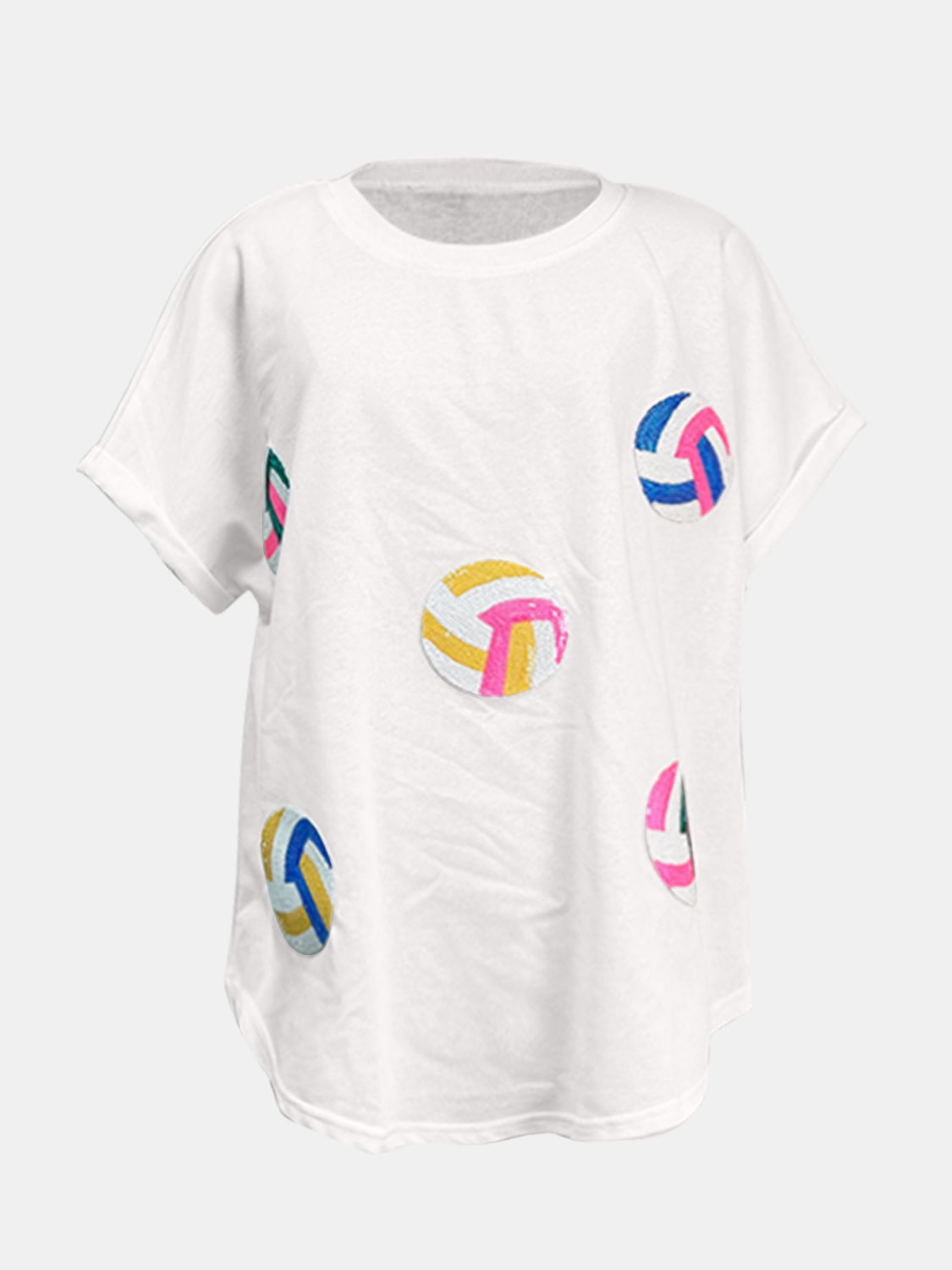 Sequin Round Neck Short Sleeve T-Shirt - Charming Charlie