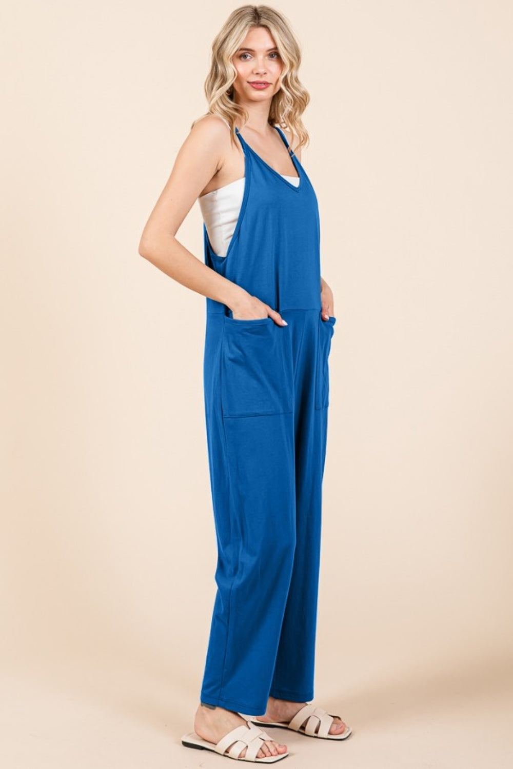 Culture Code Full Size Sleeveless Jumpsuit with Pockets - Charming Charlie