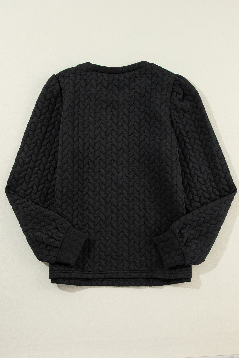 Texture Round Neck Long Sleeve Sweatshirt - Charming Charlie