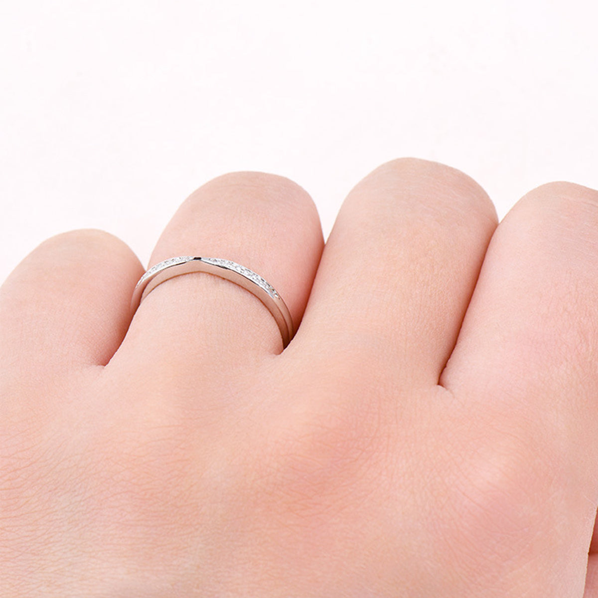 925 Sterling Silver Inlaid Moissanite Ring - Charming Charlie