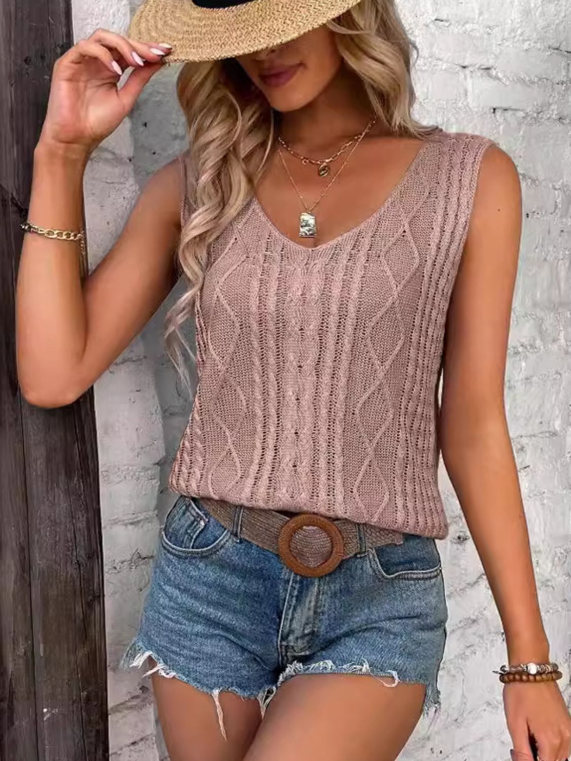 Cable-Knit V-Neck Sweater Vest - Charming Charlie