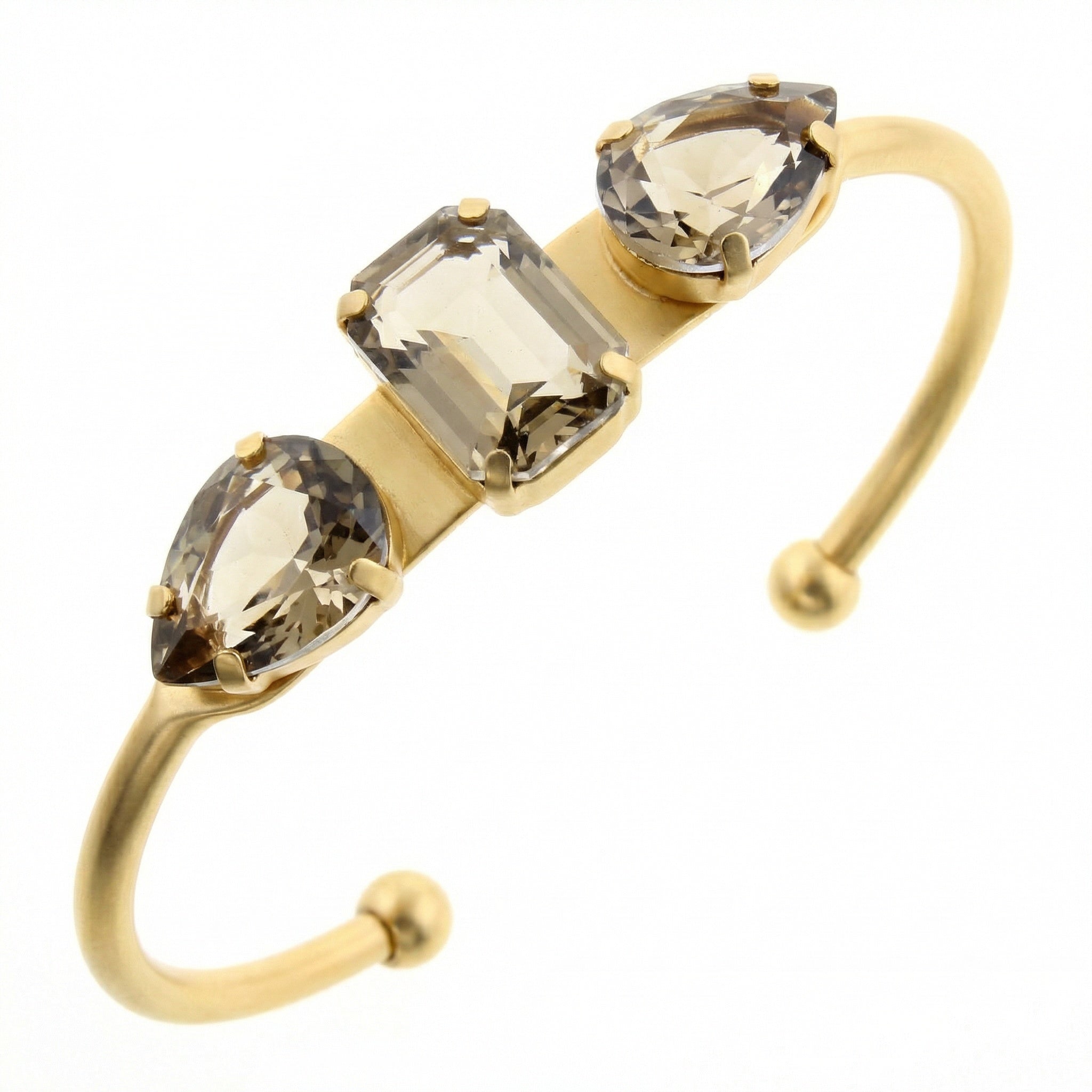 Champagne Rectangle and Teardrop Crystals Cuff Bracelet - Charming Charlie