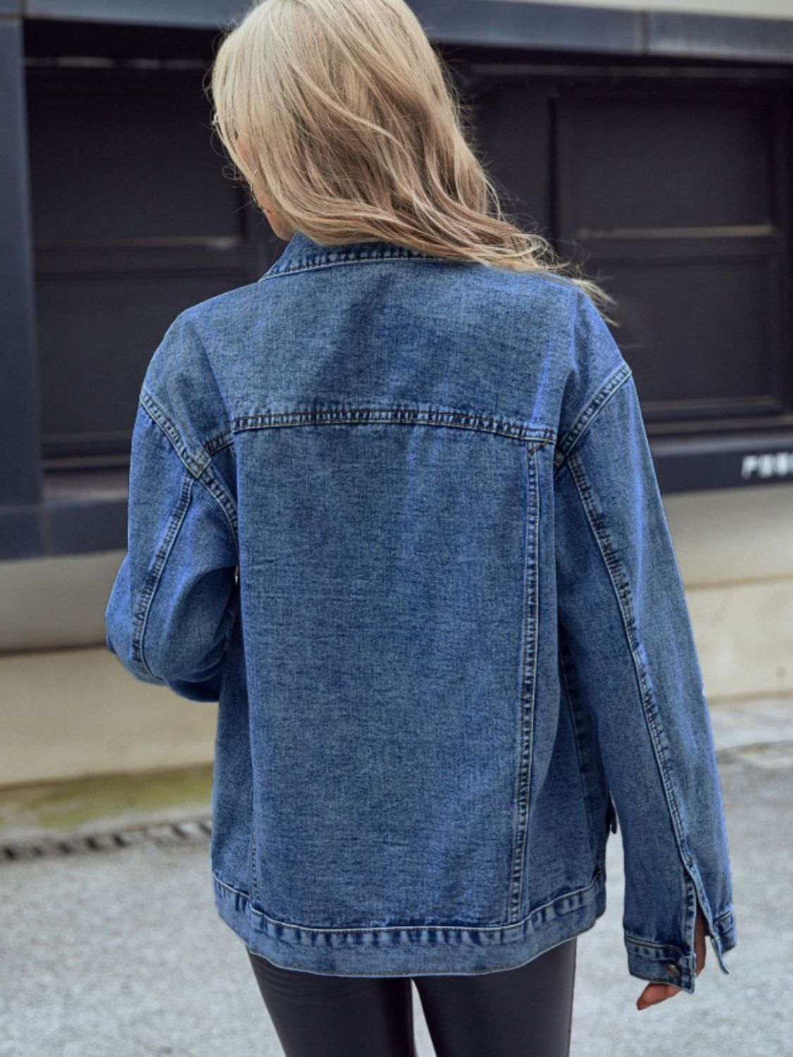 Pocketed Button Down Collared Neck Denim Top - Charming Charlie