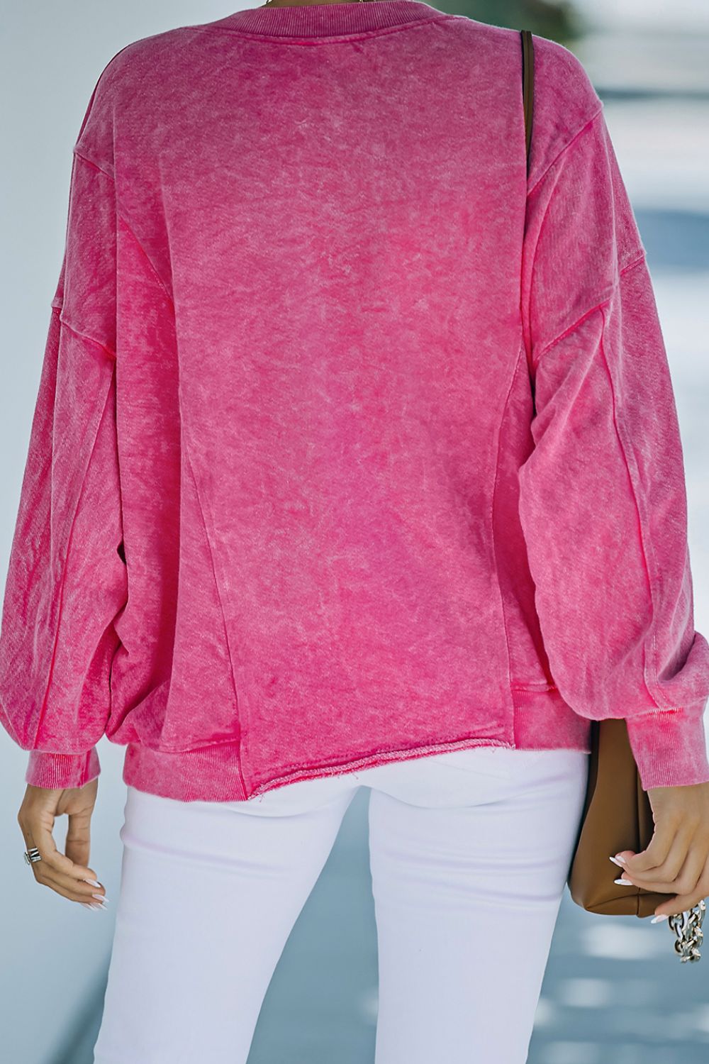 Round Neck Long Sleeve Sweatshirt - Charming Charlie