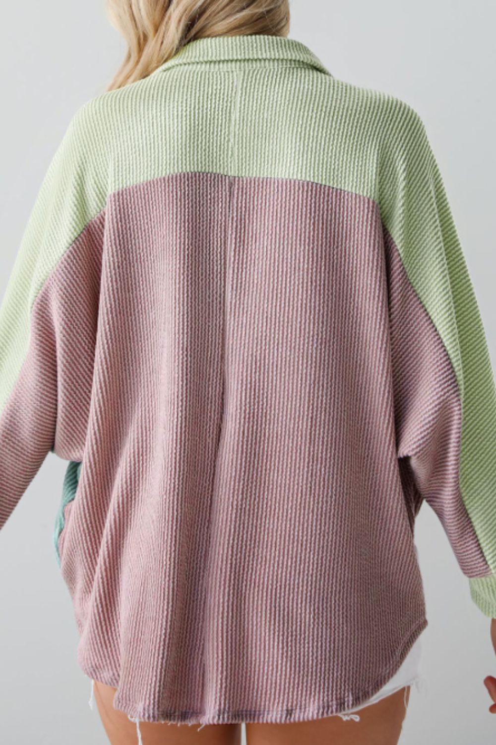 Color Block Corded Button Up Shacket - Charming Charlie