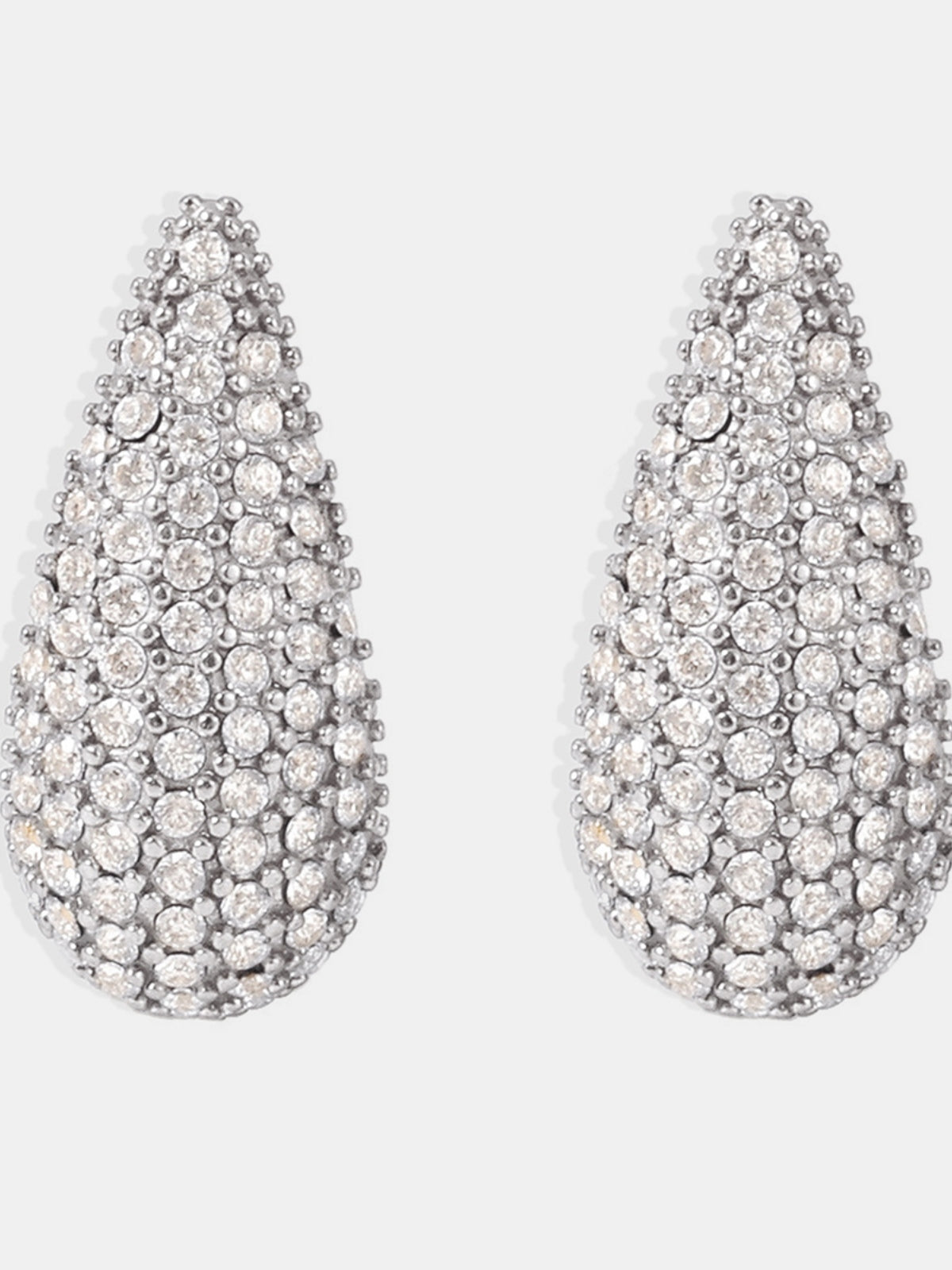 Stainless Steel Inlaid Zircon Teardrop Earrings - Charming Charlie