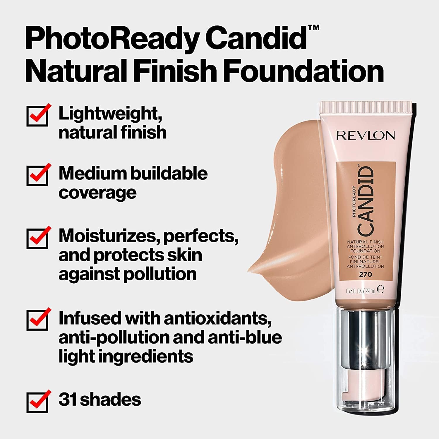 REVLON PhotoReady Candid Natural Finish Foundation with Anti-Pollution 0.75 Fl Oz - Charming Charlie