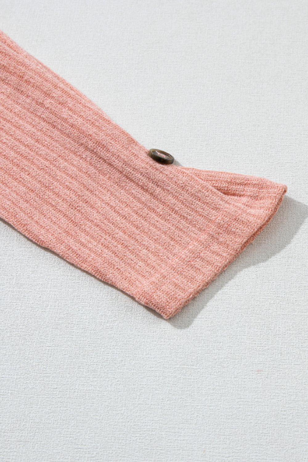 Quarter Button Round Neck Dropped Shoulder Knit Top - Charming Charlie