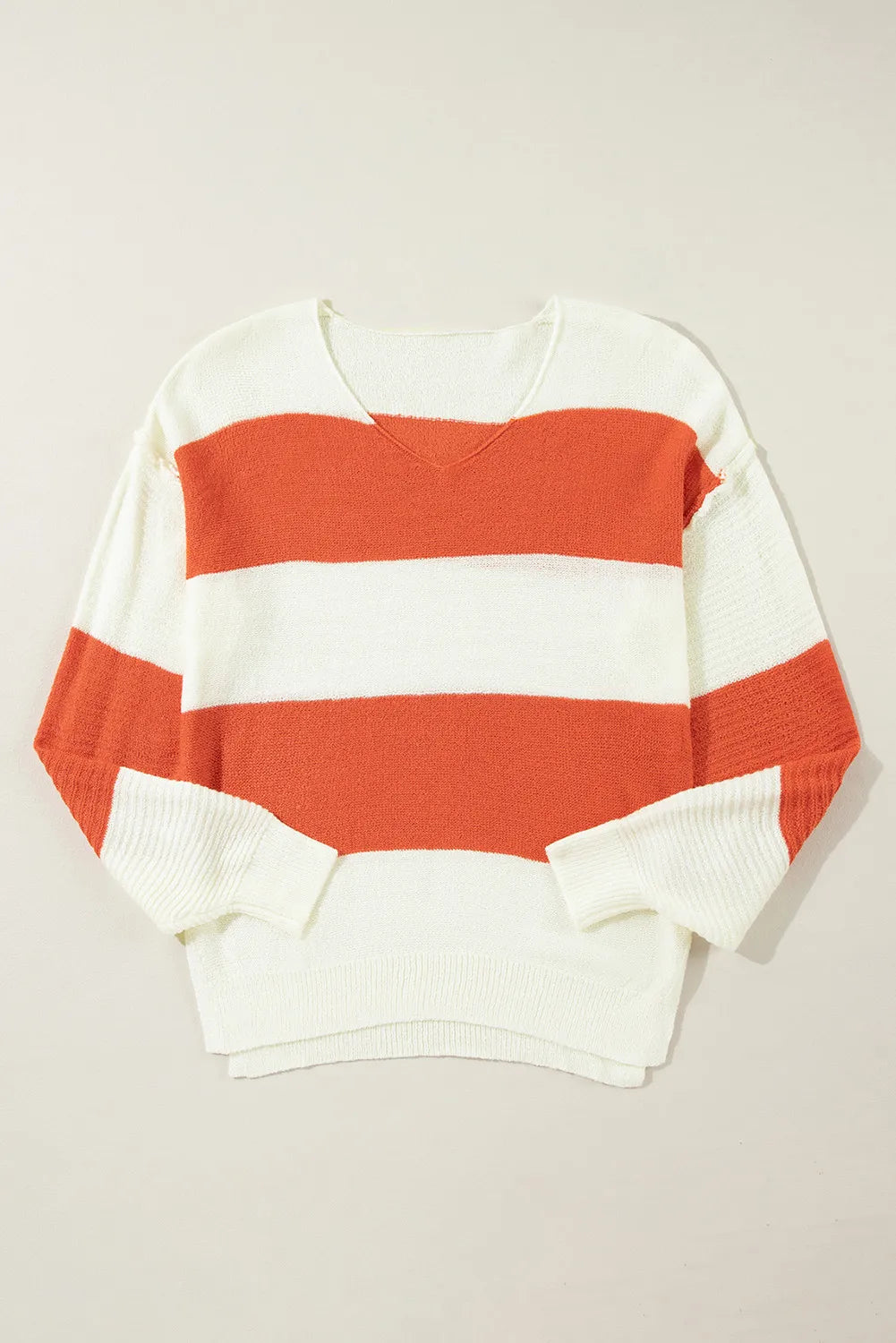 Color Block Dropped Shoulder V-Neck Sweater - Charming Charlie