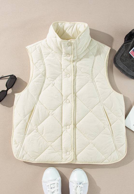 Snap Down Texture Vest Coat with Pockets - Charming Charlie