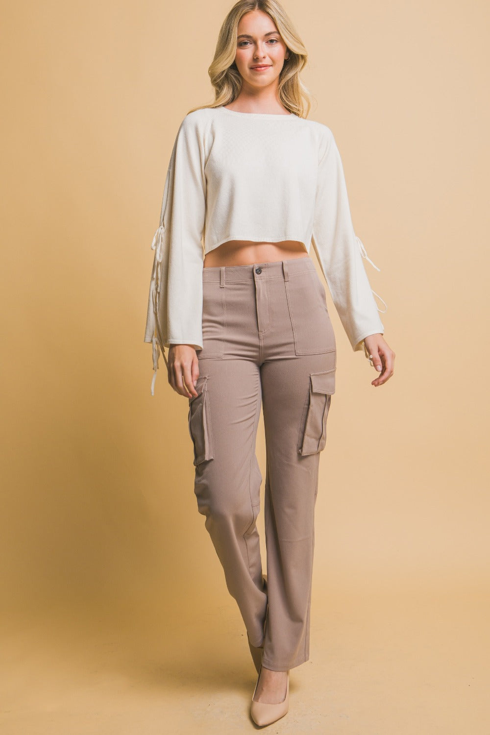 Love Tree High Rise Cargo Pants with Pockets - Charming Charlie