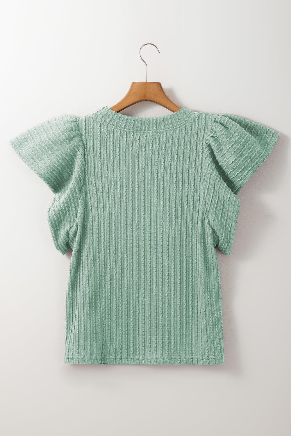 Textured Round Neck Flounce Sleeve Blouse - Charming Charlie