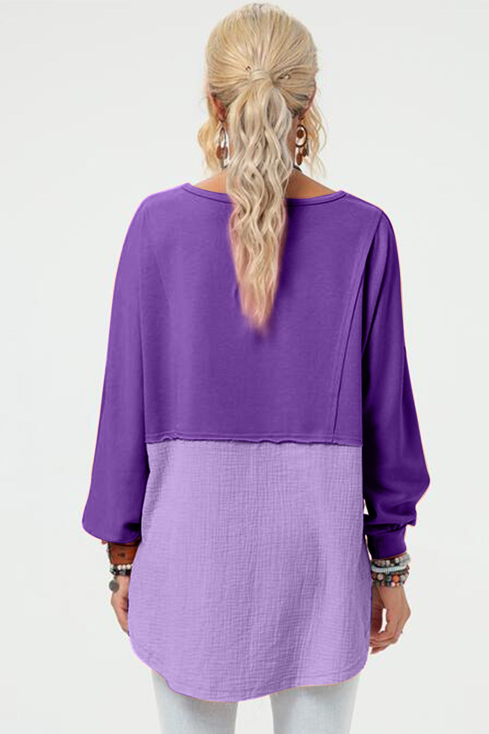 Double Take Full Size Long Sleeve High-Low T-Shirt - Charming Charlie