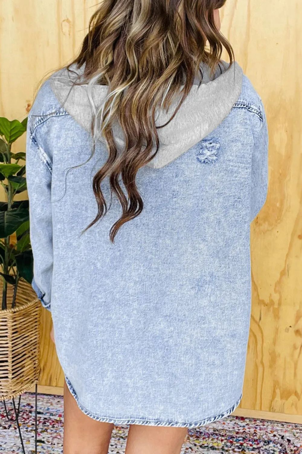 Distressed Button Up Long Sleeve Denim Jacket - Charming Charlie
