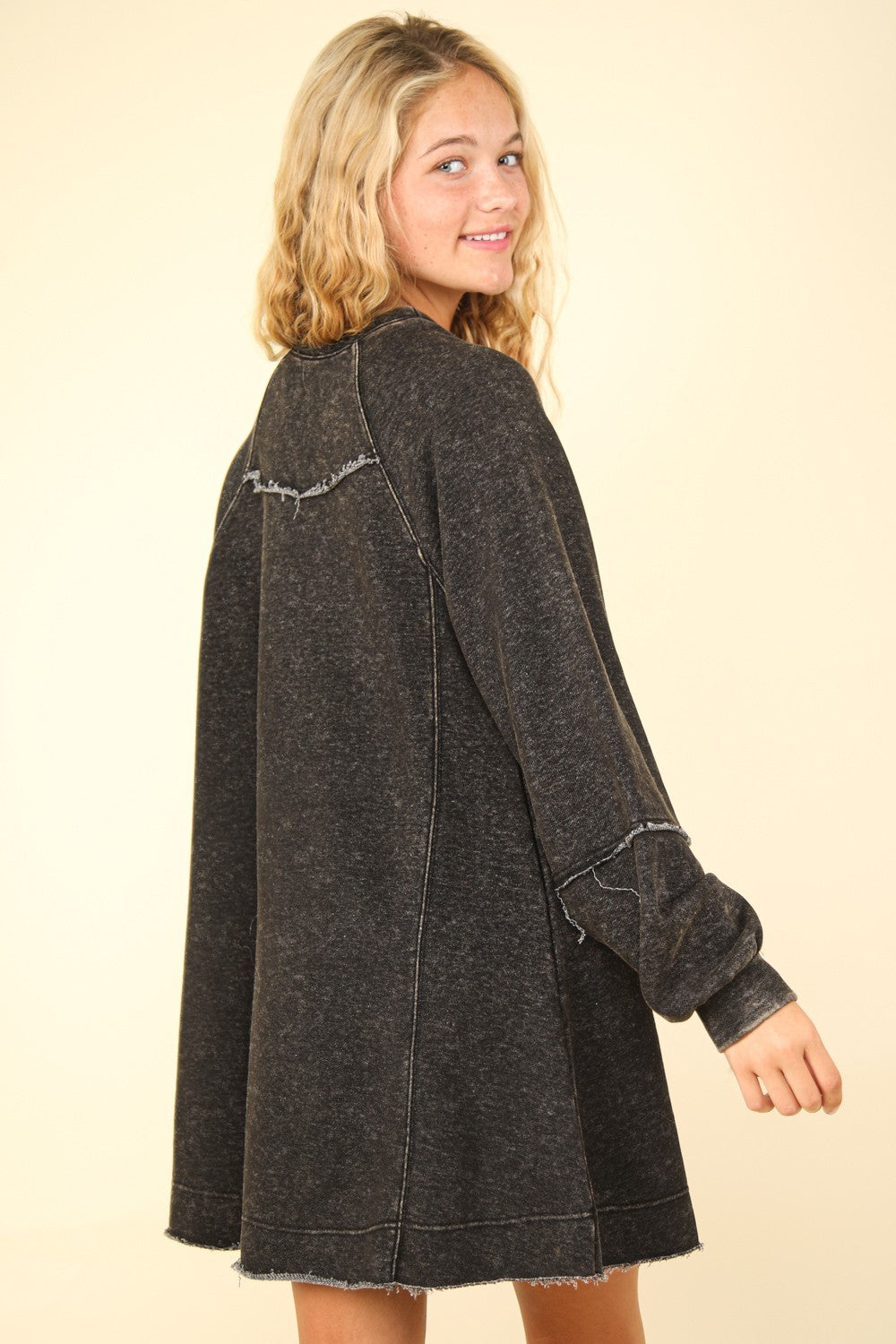 VERY J Mineral Washed Oversized A-Line Mini Dress - Charming Charlie