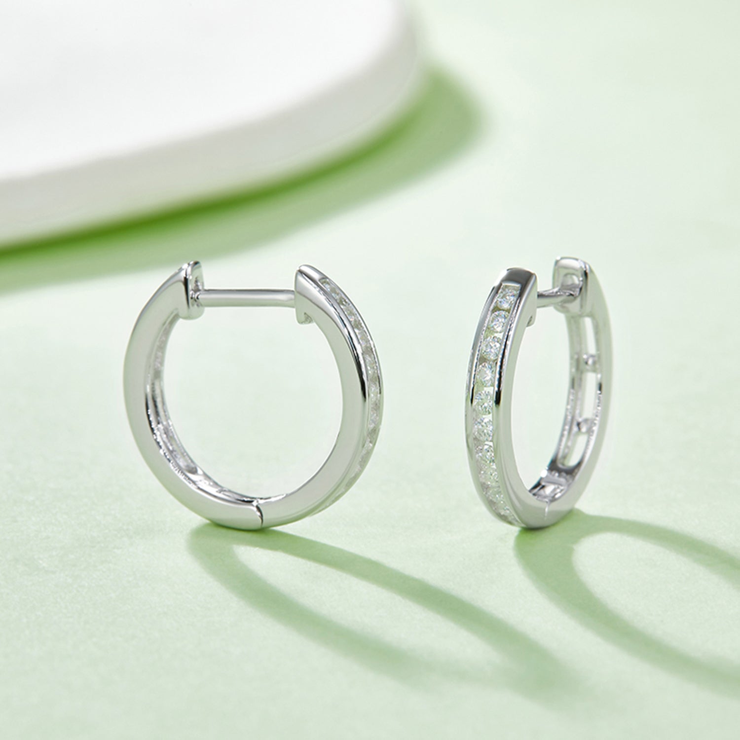 Moissanite 925 Sterling Silver Huggie Earrings - Charming Charlie