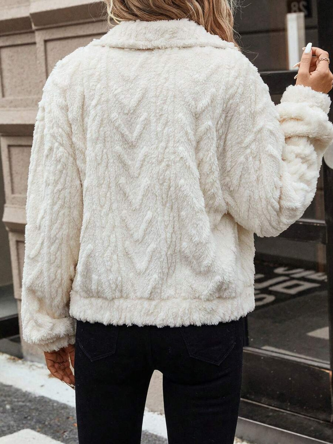 Button Up Long Sleeve Fuzzy Outerwear - Charming Charlie