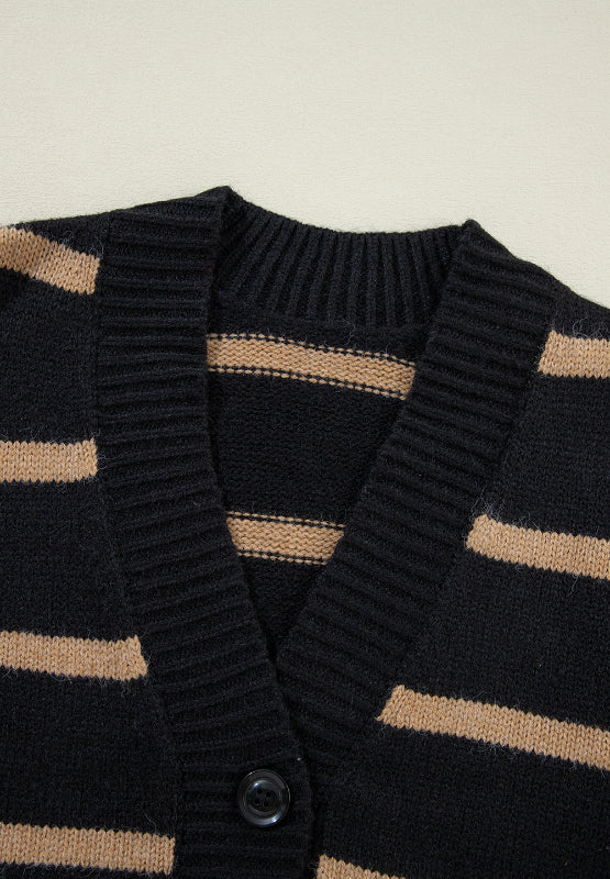 Striped Button Down Long Sleeve Cardigan - Charming Charlie