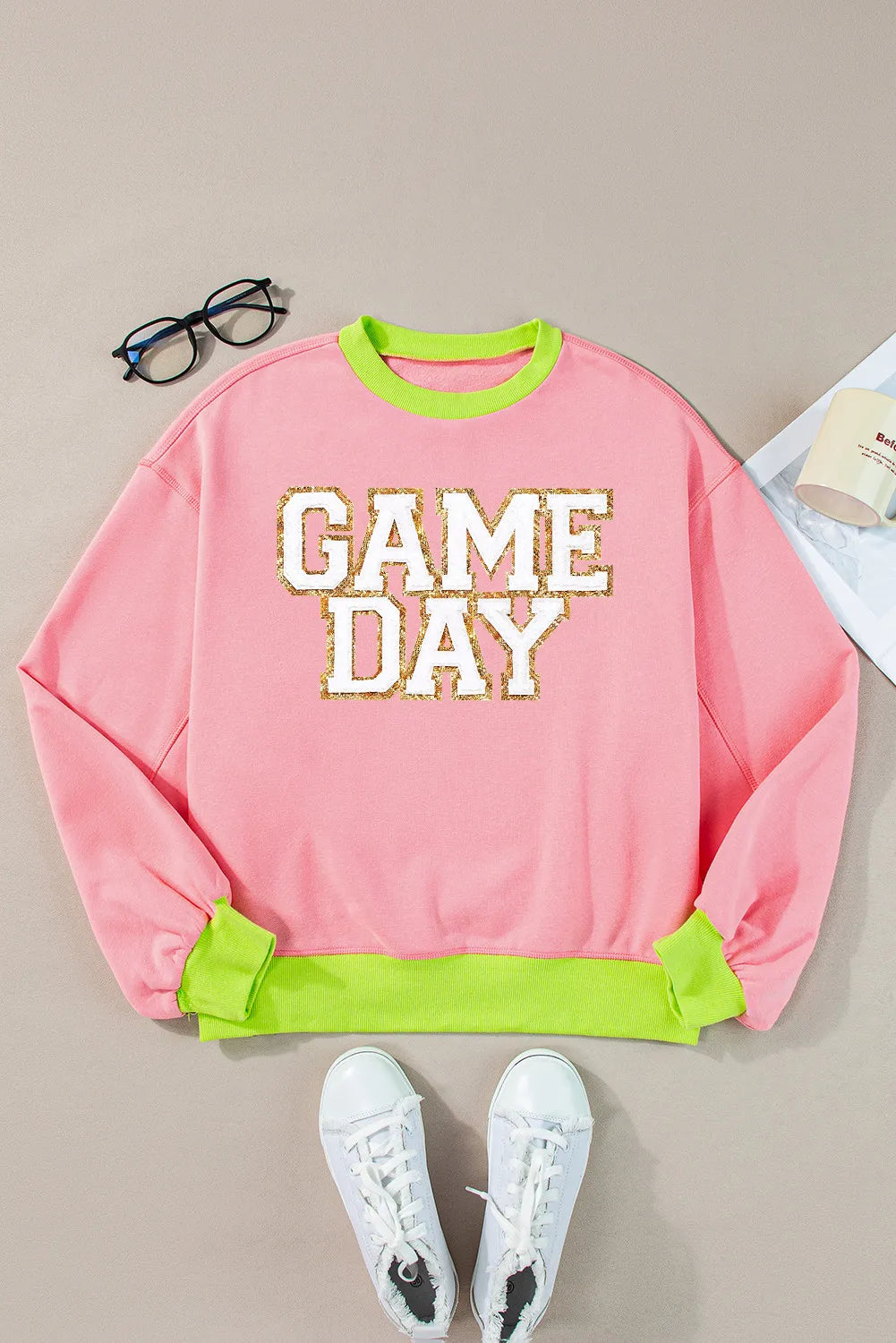 Letter Graphic Round Neck Long Sleeve Sweatshirt - Charming Charlie