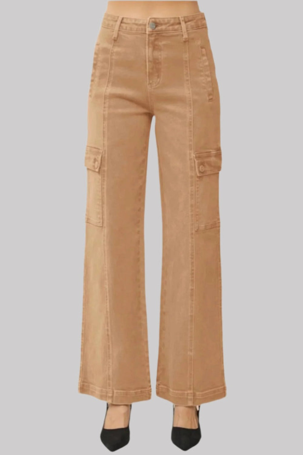 RISEN Full Size High Rise Wide Leg Cargo Jeans - Charming Charlie