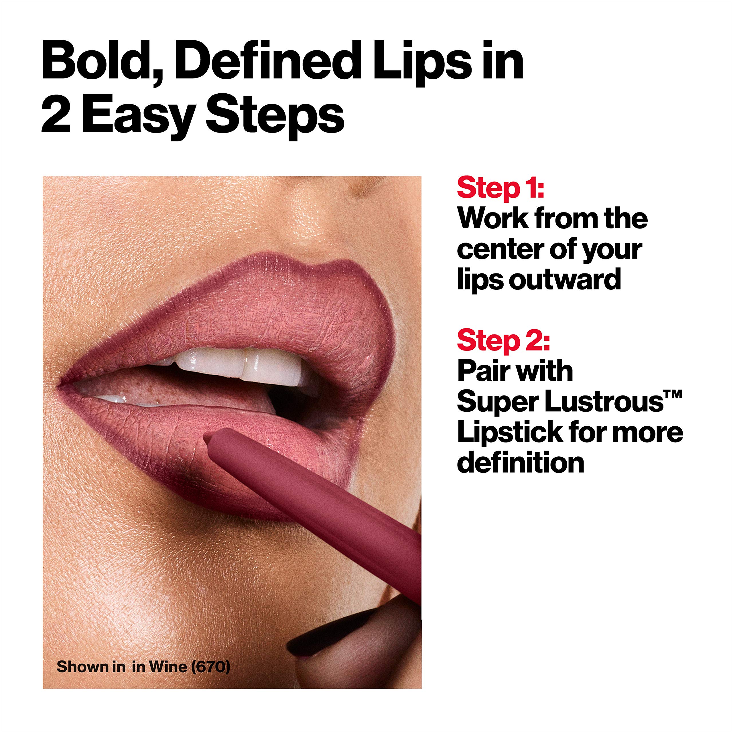 Revlon Lip Liner, Colorstay Lip Makeup with Built-in-Sharpener, Longwear Rich Lip Colors, Smooth Application, 677 Fuchsia, 0.01 oz - Charming Charlie