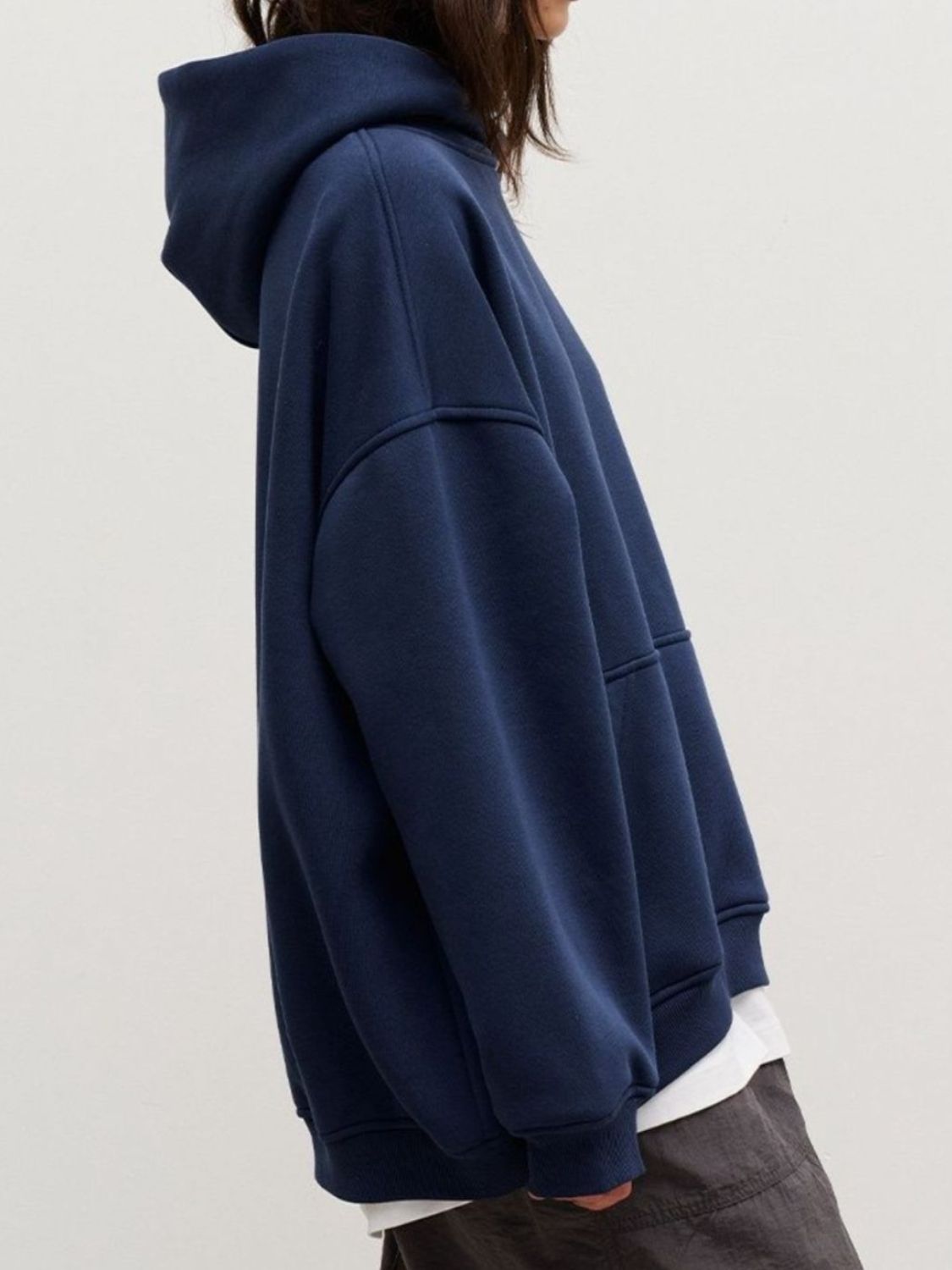 Pocketed Dropped Shoulder Long Sleeve Hoodie - Charming Charlie