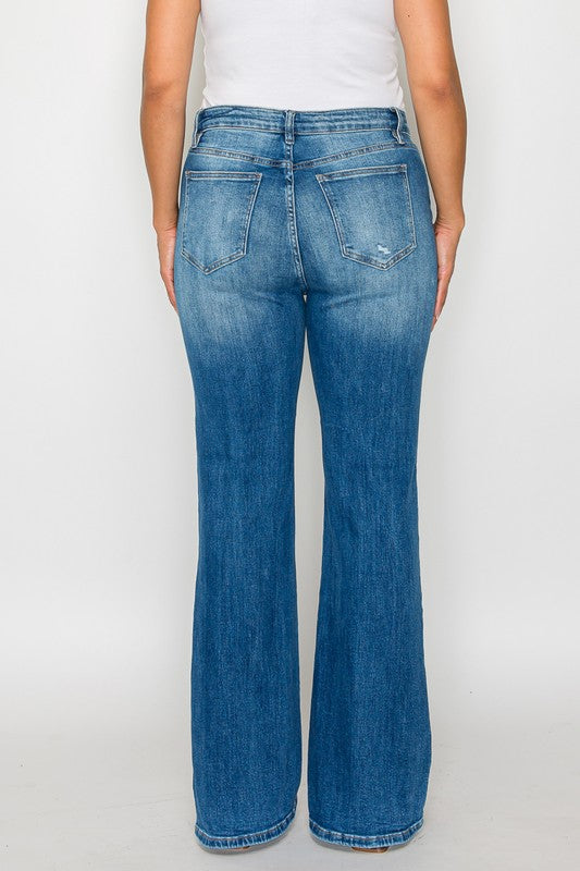 bytos Full Size Distressed High Rise Jeans with Pockets - Charming Charlie